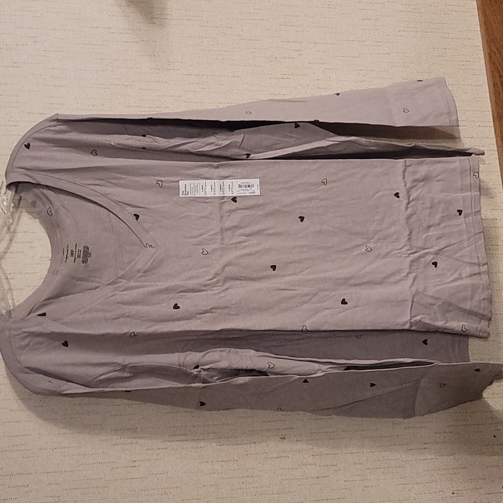 SONOMA PETITE PLUS SIZE THE EVERYDAY TEE: GRAY W/HEART PRINT: NWT: SZ 3XP